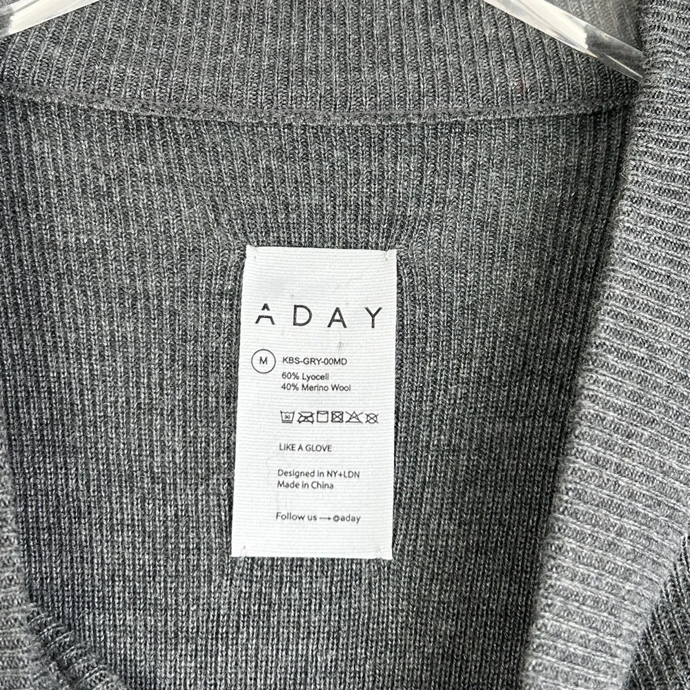 ADAY size M Like a Glove bodysuit high neck short sleeve gray merino wool blend - Picture 11 of 11